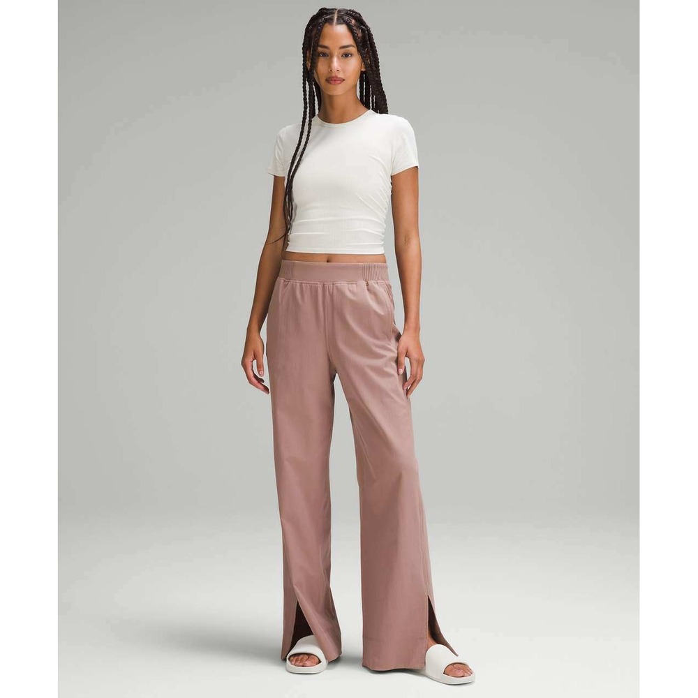 Lululemon Lab Wide-Leg High-Rise Side-Slit Pants Mauve Brown Size M LW5FF3S